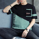 男府男士短袖t恤圓領(lǐng)純棉夏季上衣服男裝夏天半袖體恤衫潮牌休閑套裝 21056黑色(單件裝) L(建議115-130斤)