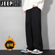 JEEP SPIRIT大碼褲子男春秋款加肥加大300斤長(cháng)褲加絨冬特胖寬松休閑直筒版型 直筒純黑 冬款 加絨 5XL 【205-230斤】