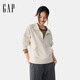 GAP女裝2025春季新款logo半拉鏈立領(lǐng)衛衣簡(jiǎn)約百搭休閑上衣761444 米色 L (170/88A)亞洲尺碼