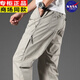 恒源祥夏季水洗棉休閑褲男寬松直筒褲棉多口袋工裝褲夏薄款大碼長(cháng)褲子 Z012-淺灰 L 建議體重125-150斤