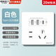 國際電工雙USB插座面板20W快充墻壁無需充電頭Type-c家用五孔插座快充面板 五孔20W快充USB+type-c【白色】