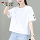 啄木鳥(niǎo)100純棉白色短款t恤女短袖2026新款韓版矮個(gè)子寬松高腰上衣體恤衫 白色（無(wú)圖） 3XL 建議145-160斤