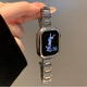 E-TREND適用于iwatch8不銹鋼表帶s9蘋果手表applewatch7原廠夏季透氣ultra2三株金屬se女生黑色鏈條手表帶 銀色 適用：42mm（10代）