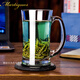MARTIGUES進(jìn)口耐熱玻璃杯茶杯玻璃水杯綠茶杯帶把泡茶杯子家用辦公室喝水 330ml 單個+杯刷