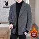 花花公子（PLAYBOY）西服男士秋冬季新款加絨加厚中年商務(wù)休閑短款毛呢西裝上衣外套 灰色【加絨】（與主圖有誤差，介意勿拍） 加厚 3XL 【建議170-190斤】