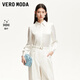 VEROMODA襯衫女醋纖面料九分袖垂墜松弛感寬松襯衫325205004 本白色 M