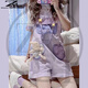 織迷（weave infatuations）夏季套裝女學(xué)生日系小眾設(shè)計(jì)感拼接紫色學(xué)院背帶褲女T恤兩件套 短袖+背帶褲 【套裝】 M