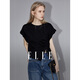 ELLE法式設計感寬肩無(wú)袖T恤女2025夏季新款高級感通勤風(fēng)顯瘦上衣 黑色 L