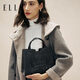 ELLE女包新款水洗牛仔手提托特包大容量單肩包包送女友禮物24071 黑色