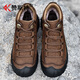 贊斯特輕奢品牌雪地靴男休閑戶(hù)外男士秋冬男鞋防滑耐磨頭層牛皮登山鞋子 暗棕色加絨 43