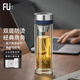 FU+男女士雙層玻璃杯高顏值水杯高檔商務(wù)辦公泡茶杯茶水分離水杯子 致雙層 深邃藍【 經(jīng)典款】 310ml