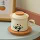 一品仟堂輕奢熊貓茶杯辦公室泡茶杯茶水分離杯高檔陶瓷茶咖一體杯咖啡杯子 熊貓抱竹茶咖杯（配杯墊） 225ml