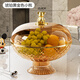 FANCYCHIC歐式水果盤(pán)帶蓋輕奢家用精致果盤(pán)可瀝水果籃客廳茶幾水果盆大容量 加深耐摔-琥珀金【金熊提手】可