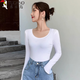 啄木鳥(niǎo)黑色打底衫女秋冬內搭保暖長(cháng)袖t恤低領(lǐng)緊身上衣 白色 M