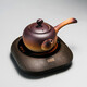 容山堂粗陶普洱煮茶器功夫茶具電陶爐套裝燒水壺泡黑茶壺側(cè)把壺圍爐煮茶 祥云側(cè)把壺+小悅黑胡桃電陶爐