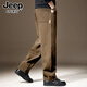 JEEP SPIRIT休閑褲男春秋新款高端重磅純棉直筒寬松大碼闊腿長褲子男 2328卡其色 2XL