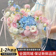 花開(kāi)戀ins花束鮮花速遞同城配送女友玫瑰花生日混搭花束表白老婆教師節 【如玥】粉雪山藍色繡球混搭