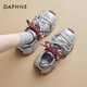 達(dá)芙妮（DAPHNE）厚底老爹鞋女2025新款春秋復(fù)古增高銀色運(yùn)動(dòng)鞋顯腳小軟底休閑鞋 銀紅色 37