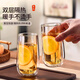 DELISOGA雙層玻璃杯加厚家用耐高溫泡花茶杯子客廳辦公室隔熱防燙水杯套裝 2只-雙層杯【耐熱玻璃】