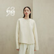 鄂爾多斯1980早秋羊毛異形扣點(diǎn)綴短款白色女毛呢大衣外套 乳白 M 160/84A