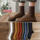 橙子工坊堆堆襪春夏大地色復古純色中筒襪女日系搭配坑條襪子女ins 隨機色 1雙 均碼