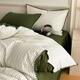蘇萱北歐簡(jiǎn)約全棉水洗棉床上四件套純棉條紋被套床單床笠款床品三件套 三角針綠灰條 1.2m 床單款 三件套-被套150x200cm