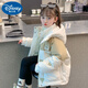 迪士尼（Disney）女童羽絨棉服2025新款洋氣冬季中大兒童加厚拼色外套女孩棉 米白色 160 (建議1米55身高穿)