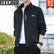 JEEP SPIRIT行政夾克外套男士新款春秋季棒球服休閑沖鋒上衣服男裝飛行茄克衫 黑色 L 【100-115斤】
