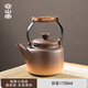 容山堂茶壺粗陶圍爐煮茶壺泡茶壺家用燒水壺烤火爐電陶爐煮茶爐套裝 粗陶火焰燒提梁壺-玄紋德鐘