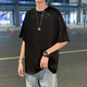 至唯 滿天星空廓形短袖T恤男款潮牌美式大碼衣服夏季寬松男士半袖體恤 黑色 XL【推薦125-145斤】