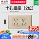 公牛（BULL）118型開(kāi)關(guān)插座面板多位組合墻壁電源九孔網(wǎng)絡(luò)線三聯(lián)四聯(lián)插座G04金 十孔（2位六孔） 插座