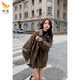 咚憬美拉德棕色復古皮衣外套女秋冬季2025新款中長(cháng)款美式pu皮夾克上衣 棕色 L