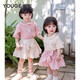 幼歌（YOUGE）【軟牛仔】新甜美可愛(ài)蝴蝶結寬松百搭兒童夏季裙褲 粉色 100 cm
