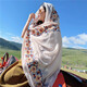 溥畔披肩民族風(fēng)圍巾女夏季沙漠旅游防曬披肩民族風(fēng)茶卡鹽湖絲巾時(shí)尚棉 精致刺繡米白