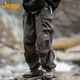 吉普（JEEP）工裝褲男夏季休閑寬松褲子男士直筒冰絲沖鋒傘兵男褲 灰綠 2XL