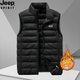 JEEP SPIRIT羽絨馬甲男冬新款休閑保暖棉男士馬夾外套坎肩白鴨絨馬甲背心男裝 黑色 2XL 喜歡寬松拍大一碼