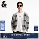 杰克·瓊斯（JACK&JONES）男裝秋季寬松V領針織開衫男士格紋織花百搭舒適休閑長袖毛衣開衫 雪白色A06常規(guī)雪白色A06 XS 165