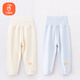 貝瑞加（Babyprints）嬰兒褲子2條裝男女寶寶純棉長(zhǎng)褲兒童護(hù)肚高腰褲家居褲 藍(lán)黃100