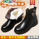 卡帝樂(lè )鱷魚(yú)（CARTELO）東北皮毛一體雪地靴女加絨加厚羊毛皮鞋真皮厚底大碼女鞋41短靴43 黑色【全牛皮+加厚羊毛到腳尖】 38