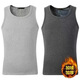 策息保暖背心男內衣背心純色加絨加厚冬季坎肩馬甲打底無(wú)袖內衣保暖 淺灰+深灰 XL -建議110-130斤左右