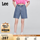 Lee25春夏新品經(jīng)典五袋款設(shè)計(jì)中藍(lán)色女百慕大牛仔短褲 中藍(lán)色 27 