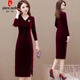 皮爾卡丹（pierre cardin）金絲絨旗袍連衣裙2025新款女秋冬廣州十三行結(jié)婚喜婆婆婚宴裝 紅色 3XL 適合【136-145斤】