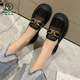 啄木鳥網(wǎng)面樂福鞋女2025夏季新款厚底圓頭粗跟JK小皮鞋網(wǎng)紗鏤空透氣單鞋 黑色 37