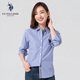 U.S. POLO ASSN.保羅襯衫女商務(wù)休閑職場(chǎng)百搭潮流條紋長(cháng)袖襯衫日常穿搭疊穿內搭 藍條 M