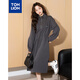 唐獅秋季新款女半開(kāi)襟翻領(lǐng)拉鏈收腰針織長(cháng)袖連衣裙TB 炭灰 S