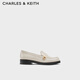 CHARLES&KEITH復(fù)古金屬扣粗跟樂福鞋子女鞋女士生日禮物女七夕禮物CK1-70920143 粉白色Chalk 37