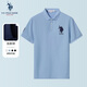 U.S. POLO ASSN.保羅POLO衫男夏季休閑透氣短袖經(jīng)典潮流上衣男裝 淺藍(lán)壓膠領(lǐng)013 L 175/96A-120/135斤