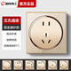 TEP 國(guó)際電工 86型暗裝墻壁電源開關(guān)圓形香檳金拉絲五孔帶開關(guān)插座 五孔(10A) 插座