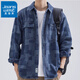 真維斯襯衫男工裝長(cháng)袖2025春季寬松日系潮牌翻領(lǐng)休閑痞帥牛仔襯衣外套男 C720藍色 2XL 體重推薦160-175