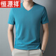 恒源祥夏季潮流v領(lǐng)短袖T恤男士雞心領(lǐng)棉韓版上衣中青年華格夫打底汗衫 801藍(lán)色 3XL 185/125175-185斤